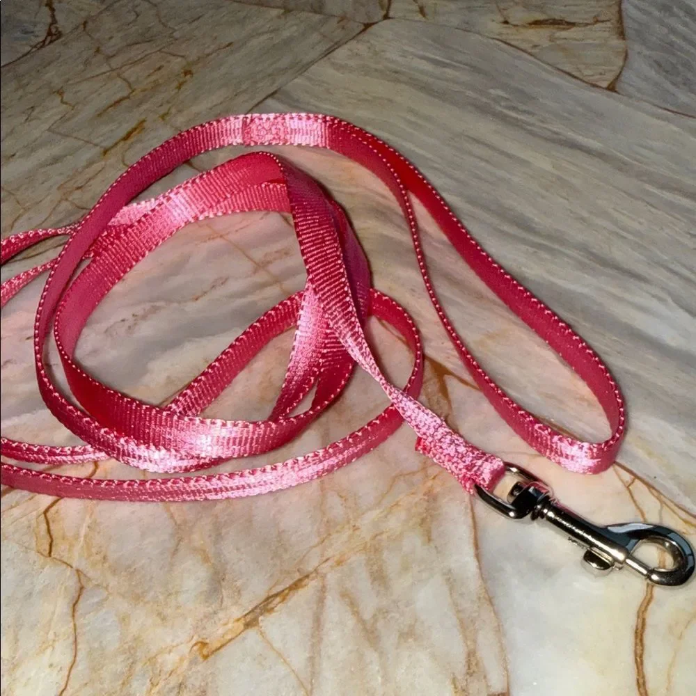 Pink Nylon Pet Leash Chrome Swivel Snap Hook Dog Cat Lead Small Medium
